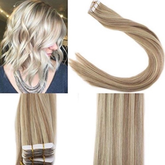 ✨ 4 22” #18-613 bleach BLONDE HUMAN HAIR TAPE INS main image 8